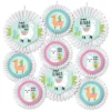 Big Dot Of Happiness Whole Llama Fun - Hanging Llama Fiesta Baby Shower Or Birthday Party Tissue Decoration Kit - Paper Fans - Set Of 9