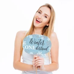 Big Dot Of Happiness Funny Onederland - Holiday Snowflake Winter Wonderland Birthday Party Photo Booth Props Kit - 10 Piece