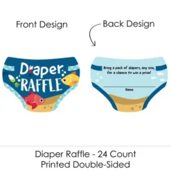 Big Dot Of Happiness Let's Go Fishing - Diaper Shaped Raffle Ticket Inserts - Fish Themed Baby Shower Activities - Diaper Raffle Game - Set Of 24