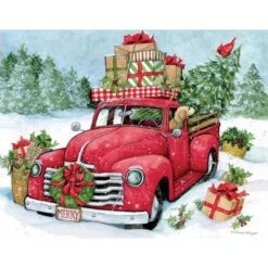 LANG 18ct Christmas Truck Boxed Holiday Greeting Card Pack