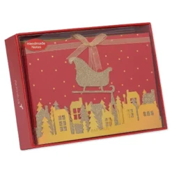 8ct Papyrus Gold Glittered Sleigh Boxed Holiday Greeting Cards -Anagram Shop GUEST 578bc57f 38f2 4eba b37b 00a011360858