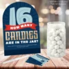 Big Dot Of Happiness Boy 16th Birthday - How Many Candies Sweet Sixteen Birthday Party Game - 1 Stand And 40 Cards - Candy Guessing Game