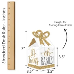 Big Dot Of Happiness It's Twins - Square Favor Gift Boxes - Gold Twins Baby Shower Bow Boxes - Set Of 12 -Anagram Shop GUEST 59119b5f 55be 45dc b160 dcd994d7fed6