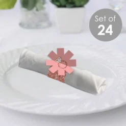 Big Dot Of Happiness Bride Squad - Rose Gold Bridal Shower Or Bachelorette Party Paper Napkin Holder - Napkin Rings - Set Of 24