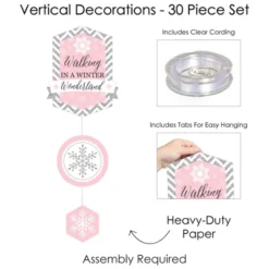 Big Dot Of Happiness Pink Winter Wonderland - Holiday Snowflake Birthday Party & Baby Shower DIY Dangler Backdrop - Hanging Vertical Decor - 30 Pieces -Anagram Shop GUEST 599137e0 1772 44dc 8651 6503eb306cbd