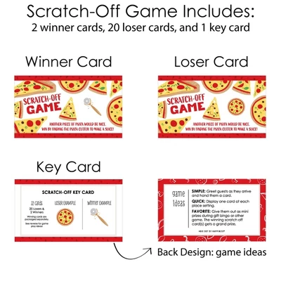 Big Dot Of Happiness Pizza Party Time - Baby Shower Or Birthday Party Game Scratch Off Cards - 22 Count 3 Big Dot Of Happiness Pizza Party Time - Baby Shower Or Birthday Party Game Scratch Off Cards - 22 Count - Image 3