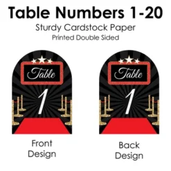 Big Dot Of Happiness Red Carpet Hollywood - Movie Night Party Double-Sided 5 X 7 Inches Cards - Table Numbers - 1-20 -Anagram Shop GUEST 5b98cc9b 7038 481d a423 aa0626b46a51