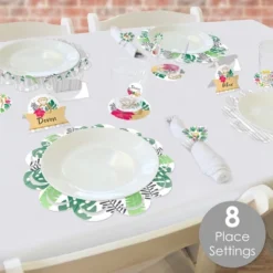 Big Dot Of Happiness Last Luau Tropical Bachelorette Party & Bridal Shower Paper Charger And Table Decorations - Chargerific Kit - Place Setting For 8