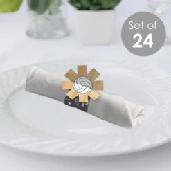 Big Dot Of Happiness Bump, Set, Spike - Volleyball - Baby Shower Or Birthday Party Paper Napkin Holder - Napkin Rings - Set Of 24