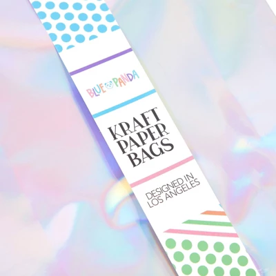 Blue Panda 20 Pack Holographic Foil Paper Gift Bags With Handles For Baby Shower, Birthday, Wedding, Party Favors, Goodies, Boutiques, 7x9x3 In 4 Blue Panda 20 Pack Holographic Foil Paper Gift Bags With Handles For Baby Shower, Birthday, Wedding, Party Favors, Goodies, Boutiques, 7x9x3 In - Image 4