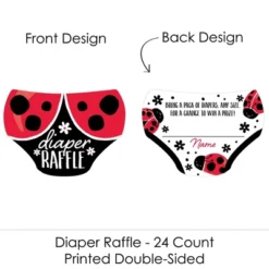 Big Dot Of Happiness Happy Little Ladybug - Diaper Shaped Raffle Ticket Inserts - Baby Shower Activities - Diaper Raffle Game - Set Of 24