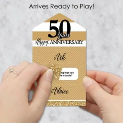 Big Dot Of Happiness We Still Do - 50th Wedding Anniversary - Anniversary Party Game Pickle Cards - Advice Conversation Starters Pull Tabs - Set Of 12
