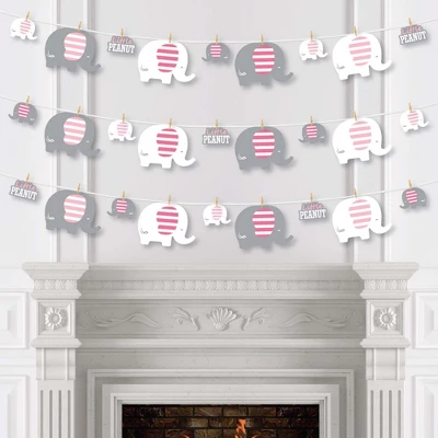 Big Dot Of Happiness Pink Elephant - Girl Baby Shower Or Birthday Party DIY Decorations - Clothespin Garland Banner - 44 Pieces 2 Big Dot Of Happiness Pink Elephant - Girl Baby Shower Or Birthday Party DIY Decorations - Clothespin Garland Banner - 44 Pieces - Image 2