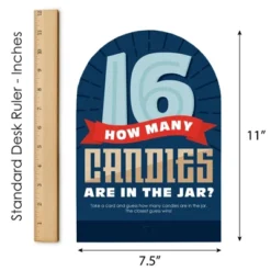 Big Dot Of Happiness Boy 16th Birthday - How Many Candies Sweet Sixteen Birthday Party Game - 1 Stand And 40 Cards - Candy Guessing Game -Anagram Shop GUEST 62b86a04 24f4 4b29 8ca8 62659c0bd402