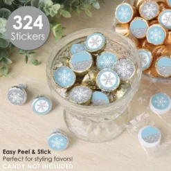 Big Dot Of Happiness Winter Wonderland - Snowflake Holiday Party And Winter Wedding Small Round Candy Stickers - Party Favor Labels - 324 Count
