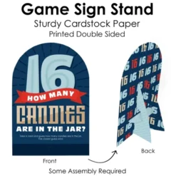 Big Dot Of Happiness Boy 16th Birthday - How Many Candies Sweet Sixteen Birthday Party Game - 1 Stand And 40 Cards - Candy Guessing Game -Anagram Shop GUEST 6452020f 2bff 4f5a 8af8 24caee076292