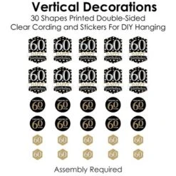 Big Dot Of Happiness Adult 60th Birthday - Gold - Birthday Party DIY Dangler Backdrop - Hanging Vertical Decorations - 30 Pieces -Anagram Shop GUEST 645a7039 c03b 4dda b42f 837959542ff9