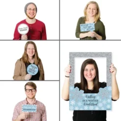 Big Dot Of Happiness Winter Wonderland - Snowflake Holiday Party & Winter Wedding Selfie Photo Booth Picture Frame & Props -Printed On Sturdy Material