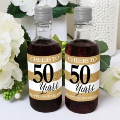 Big Dot Of Happiness We Still Do - 50th Wedding Anniversary - Mini Wine And Champagne Bottle Label Stickers - Anniversary Party Favor Gift - Set Of 16 -Anagram Shop GUEST 64b2eb66 f412 45d5 998e 7a329f9cfb52