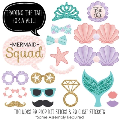 Big Dot Of Happiness Trading The Tail For A Veil - Mermaid Bachelorette Party Or Bridal Shower Photo Booth Props Kit - 20 Count 1 Big Dot Of Happiness Trading The Tail For A Veil - Mermaid Bachelorette Party Or Bridal Shower Photo Booth Props Kit - 20 Count