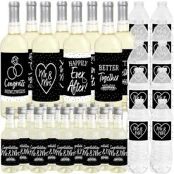 Big Dot Of Happiness Mr. And Mrs. - Black And White Wedding Or Bridal Shower Decorations - Beverage Bar Kit - 34 Pieces