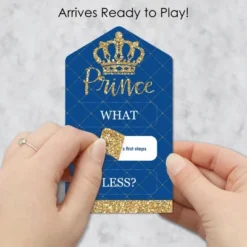 Big Dot Of Happiness Royal Prince Charming - Baby Shower Game Pickle Cards - Conversation Starters Pull Tabs - Set Of 12