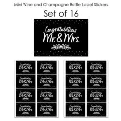 Big Dot Of Happiness Mr. And Mrs. - Mini Wine & Champagne Bottle Label Stickers - Black And White Wedding Or Bridal Shower Favor Gift - Set Of 16 -Anagram Shop GUEST 674ecdf1 293c 42d1 8d50 f2abe43e5e5b