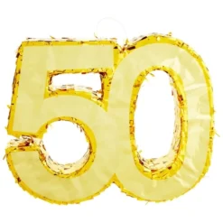 Sparkle And Bash 50th Gold Foil Pinata Number For Birthday And 50 Year Golden Anniversary Party Supplies Decorations, 16 X 13.2 In -Anagram Shop GUEST 6814d212 b630 46a2 aa37 c96ac4714df2