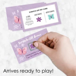 Big Dot Of Happiness Beautiful Butterfly - Floral Baby Shower Or Birthday Party Game Scratch Off Cards - 22 Count