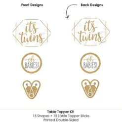 Big Dot Of Happiness It's Twins - Gold Twins Baby Shower Centerpiece Sticks - Table Toppers - Set Of 15 -Anagram Shop GUEST 69103d7f f29c 42f2 899c 745ea8c1d56b