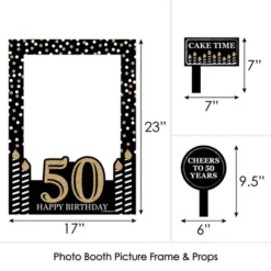 Big Dot Of Happiness Adult 50th Birthday - Gold - Birthday Party Selfie Photo Booth Picture Frame & Props - Printed On Sturdy Material -Anagram Shop GUEST 69fbe8f3 0fb2 4446 99e6 d41120f172be