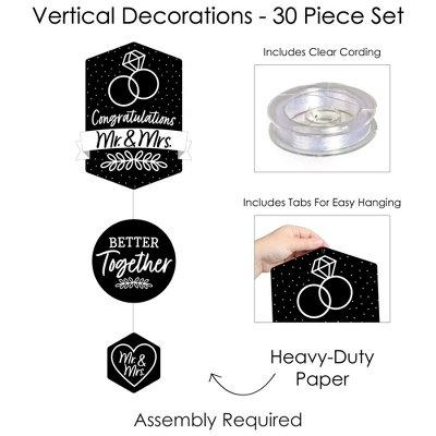 Big Dot Of Happiness Mr. And Mrs. - Black And White Wedding Or Bridal Shower DIY Dangler Backdrop - Hanging Vertical Decorations - 30 Pieces 4 Big Dot Of Happiness Mr. And Mrs. - Black And White Wedding Or Bridal Shower DIY Dangler Backdrop - Hanging Vertical Decorations - 30 Pieces - Image 4