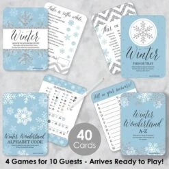 Big Dot Of Happiness Winter Wonderland - 4 Snowflake Holiday Party And Winter Wedding Games - 10 Cards Each - Gamerific Bundle