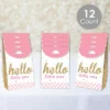 Big Dot Of Happiness Hello Little One - Pink And Gold - Girl Baby Shower Gift Favor Bags - Party Goodie Boxes - Set Of 12