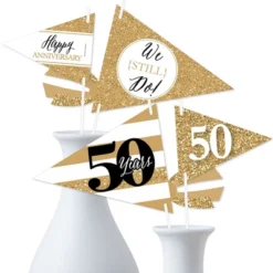Big Dot Of Happiness We Still Do - 50th Wedding Anniversary - Triangle Anniversary Party Photo Props - Pennant Flag Centerpieces - Set Of 20 -Anagram Shop GUEST 6ff2e24f 9659 4f75 ae31 ead474f618be