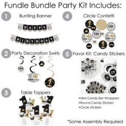 Big Dot Of Happiness 1st Birthday Little Mr. Onederful - Boy First Birthday Party Supplies - Banner Decoration Kit - Fundle Bundle