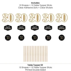 Big Dot Of Happiness Adult 30th Birthday - Gold - Birthday Party Centerpiece Sticks - Table Toppers - Set Of 15 -Anagram Shop GUEST 733e0a11 039d 40a6 8292 f1fd928bf3af