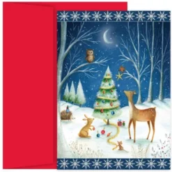 Masterpiece Studios Hollyville 18-Count Boxed Christmas Cards & Envelopes In Keepsake Box, 7.8" X 5.6", Creatures Great And Small (931500)