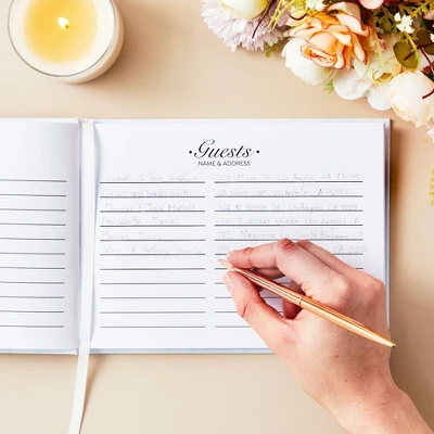 Sustainable Greetings Floral Wedding Guest Book For Reception, Baby Shower With 56 Sheets/112 Pages, Bookmark Ribbon (8x6 In) 2 Sustainable Greetings Floral Wedding Guest Book For Reception, Baby Shower With 56 Sheets/112 Pages, Bookmark Ribbon (8x6 In) - Image 2