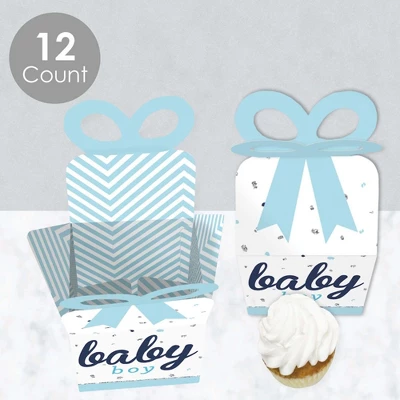 Big Dot Of Happiness Hello Little One - Blue And Silver - Square Favor Gift Boxes - Boy Baby Shower Bow Boxes - Set Of 12 2 Big Dot Of Happiness Hello Little One - Blue And Silver - Square Favor Gift Boxes - Boy Baby Shower Bow Boxes - Set Of 12 - Image 2