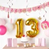 Blue Panda 42 Piece Balloons, Banner, Hanging Swirls Party Decorations Set For Official Teenager 13th Birthday, Pink & White