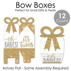 Big Dot Of Happiness It's Twins - Square Favor Gift Boxes - Gold Twins Baby Shower Bow Boxes - Set Of 12 -Anagram Shop GUEST 78e5cdae 0d6a 460d a37d 1ab500eae63a