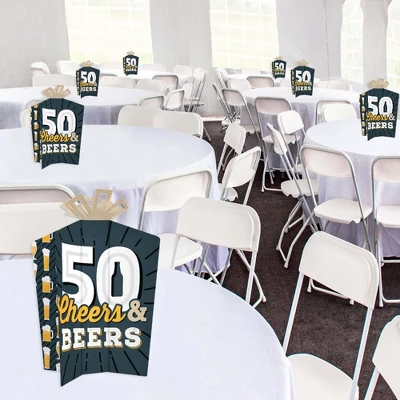 Big Dot Of Happiness Cheers And Beers To 50 Years - Table Decorations - 50th Birthday Party Fold And Flare Centerpieces - 10 Count 3 Big Dot Of Happiness Cheers And Beers To 50 Years - Table Decorations - 50th Birthday Party Fold And Flare Centerpieces - 10 Count - Image 3