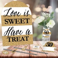 Big Dot Of Happiness We Still Do - 50th Wedding Anniversary - DIY Anniversary Party Love Is Sweet Signs - Snack Bar Decorations Kit - 50 Pieces