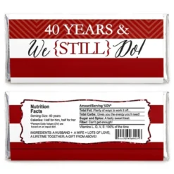 Big Dot Of Happiness We Still Do - 40th Wedding Anniversary Party - Candy Bar Wrappers Party Favors - Set Of 24