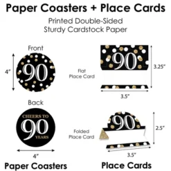 Big Dot Of Happiness Adult 90th Birthday - Gold - Birthday Party Paper Charger And Table Decorations - Chargerific Kit - Place Setting For 8 -Anagram Shop GUEST 7a8af0db 382e 4772 9b47 9896e404dfa2