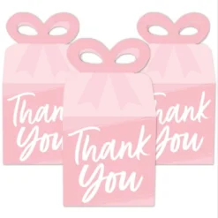 Big Dot Of Happiness Pink Elegantly Simple - Square Favor Gift Boxes - Guest Party Favors Bow Boxes - Set Of 12