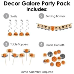 Big Dot Of Happiness Nothin’ But Net - Basketball - Baby Shower Or Birthday Party Supplies Decoration Kit - Decor Galore Party Pack - 51 Pieces