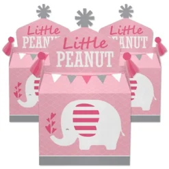 Big Dot Of Happiness Pink Elephant - Treat Box Party Favors - Girl Baby Shower Or Birthday Party Goodie Gable Boxes - Set Of 12