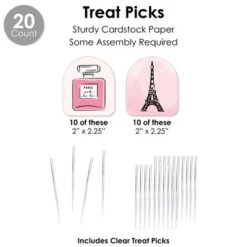 Big Dot Of Happiness Paris, Ooh La La - Paris Themed Baby Shower Or Birthday Party Favors And Cupcake Kit - Fabulous Favor Party Pack - 100 Pieces -Anagram Shop GUEST 7fff37c1 3f83 4265 9219 0dd9a1375aaf